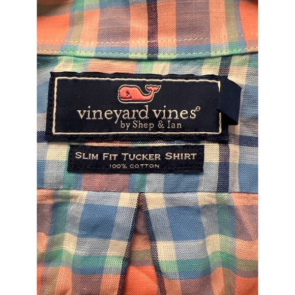 Vineyard Vines Men’s Slim Fit Tucker Cotton Casual Collared Shirt Sz M Blue Pink - Picture 2 of 4